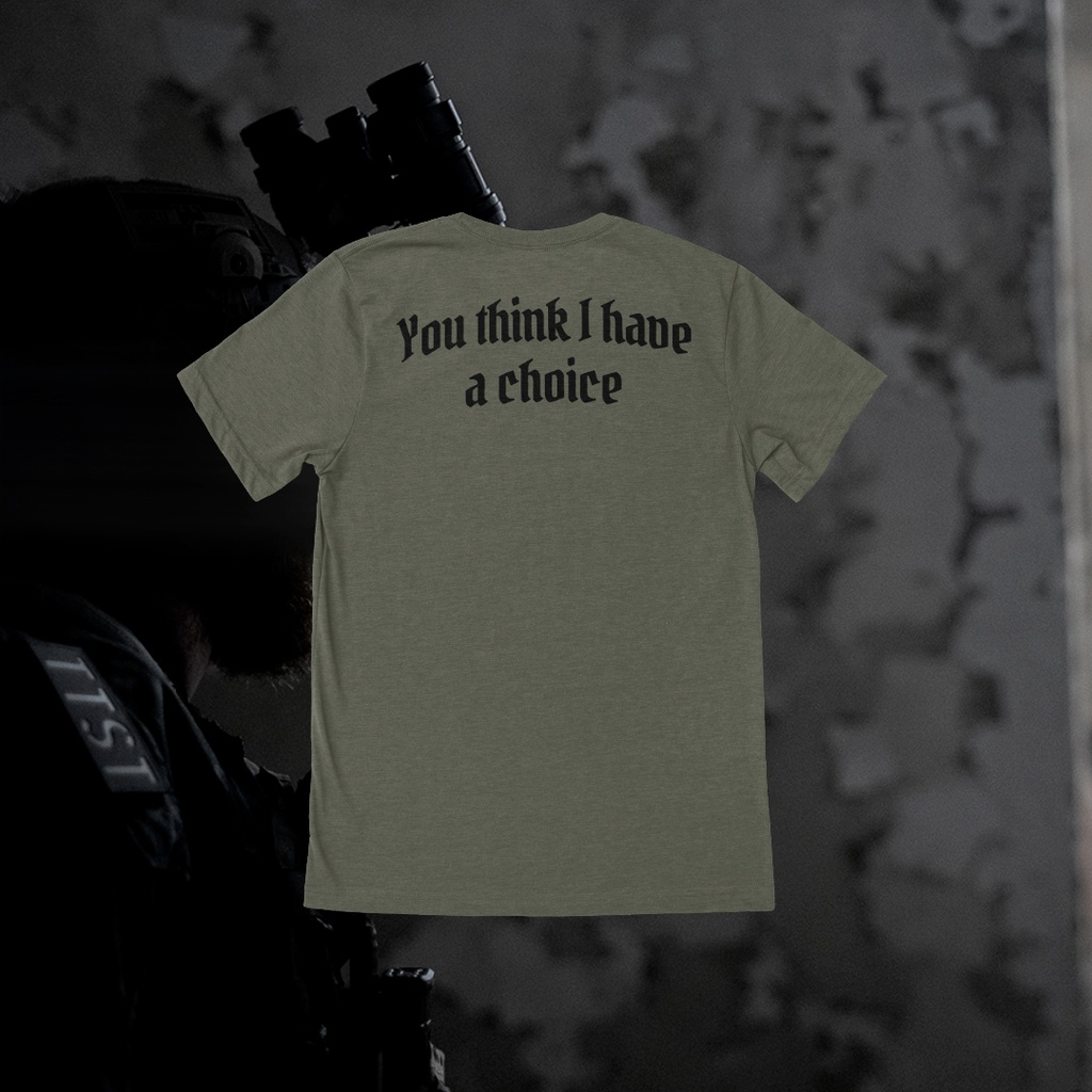 No Choice Tee in Heather Mil Olive, Rückseite