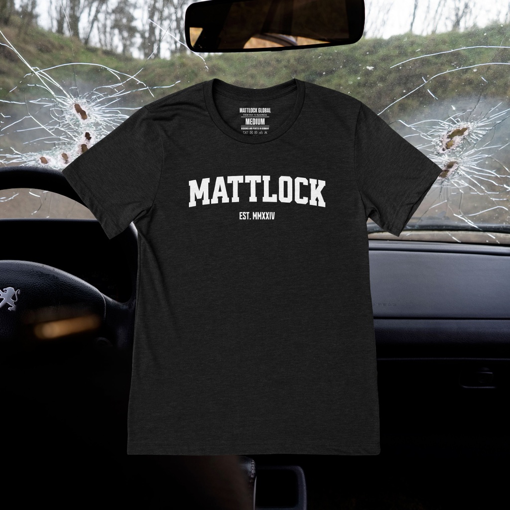 Mattlock College Tee (S, Heather Black)
